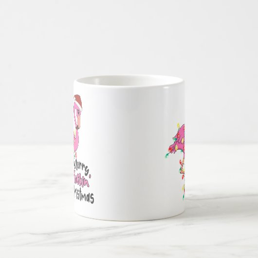 フロキンおもしろいメリークリスマスのフラミンゴ コーヒーマグカップ (中央)
