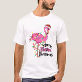 フロキンおもしろいメリークリスマスのフラミンゴ Tシャツ (正面)