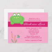 フロギビルフロッグピンクグリーンガール招待状 インビテーションポストカード (正面/裏面)