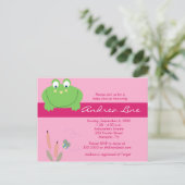 フロギビルフロッグピンクグリーンガール招待状 インビテーションポストカード (スタンド正面)