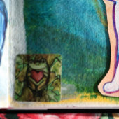 フロギーな恋人アートおもしろいカエルとハート スクエアシール