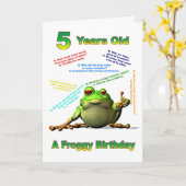 フロギーの友人の5th誕生日カードとフロギーのジョーク カード (黄色い花)