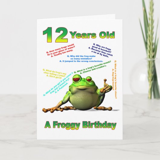フロギーの友人12th誕生日カードとフロギーのジョーク カード (正面)