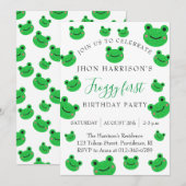 フロギーの最初の誕生日パーティーCroaking両生類 招待状 (正面/裏面)