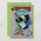 フロギーウィズシャンパンボトル大晦日パーティー 招待状 (正面/裏面)