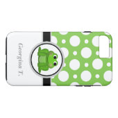 フロギーグリーン&ホワイト水玉模様iPhone 7プラスケース Case-Mate iPhoneケース (裏面(横))