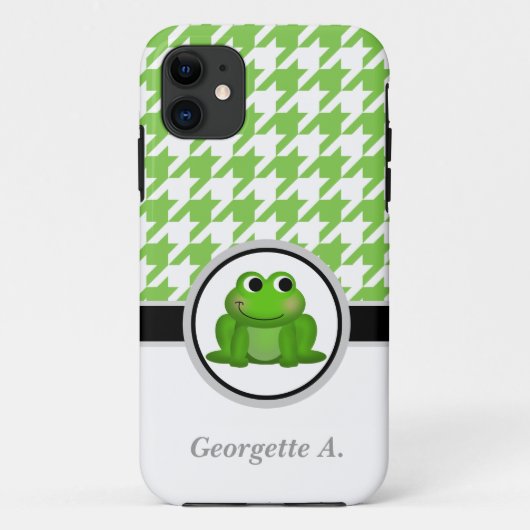 フロギーグリーン&ホワイトiPhone 5ケ千鳥格子のース Case-Mate iPhoneケース (裏面)