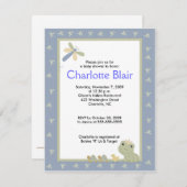 フロギーテイルズブルー縁どベビーシャワー招待状 招待状 (正面/裏面)