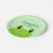 フロギー誕生日パーティグリーンテーマ ペーパープレート (アングル)