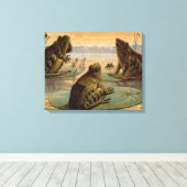 フログスリリパッドムーンイラストレーション キャンバスプリント (インサイチュ (ウッドフロア))