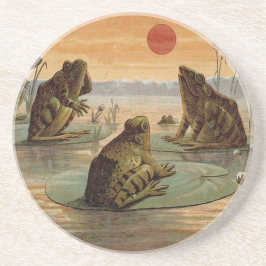 フログスリリパッドムーンイラストレーション コースター (正面)