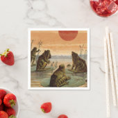 フログスリリパッドムーンイラストレーション スタンダードカクテルナプキン (インサイチュ)