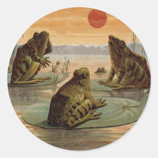 フログスリリパッドムーンイラストレーション ラウンドシール (正面)