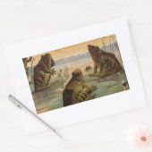 フログスリリパッドムーンイラストレーション 長方形シール (封筒)