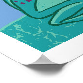 フログス間抜けアートプリント – ブルー&グリーン ポスター (角)