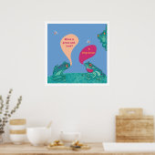 フログス間抜けアートプリント – ブルー&グリーン ポスター (キッチン)