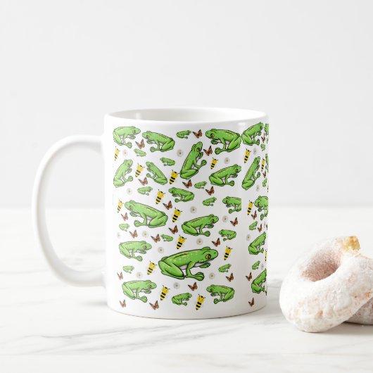 フログバタフライ（昆虫）マルハナバチマグ コーヒーマグカップ (ドーナツ)