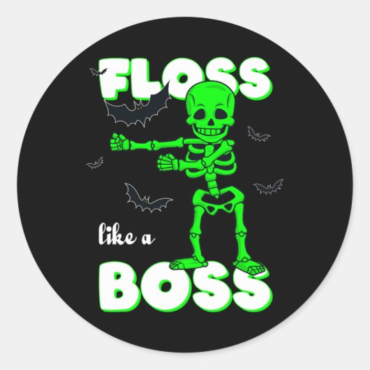 フロスのようなボススケルトンのハロウィーン男の子の女の子キ ラウンドシール (正面)