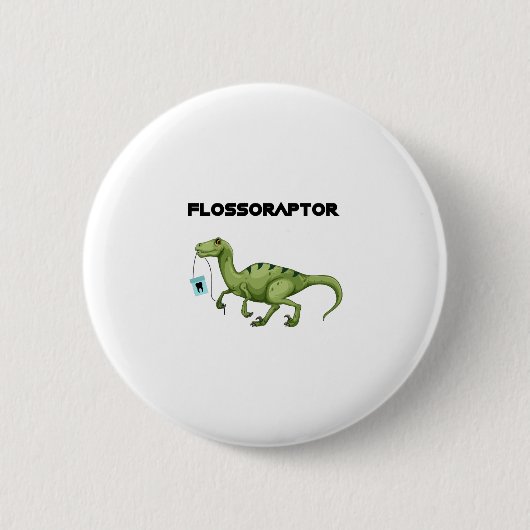 フロスのFlossoraptorの衛生学の歯科おもしろい-歯科医 缶バッジ (正面)