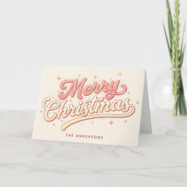 フロスティッドピンクのスクリプト メリークリスマス シーズンカード