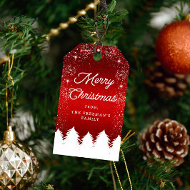 フロスティッドレッド&ホワイトメリークリスマス ギフトタグ