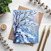 フロスティッド・ブランチ | 冬の雪の木の絵画カード