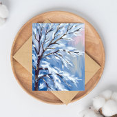 フロスティッド・ブランチ | 冬の雪の木の絵画カード