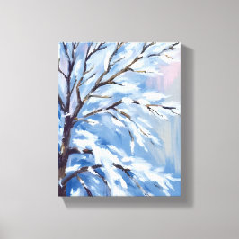 フロスティッド・ブランチ | 冬の雪の木の絵画 キャンバスプリント