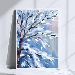 フロスティッド・ブランチ | 冬の雪の木の絵画 ポスター