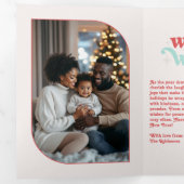 フロスティペパーミントコージーヴァイブスレトロクリスマス写真 三つ折りクリスマスカード (内部最初)