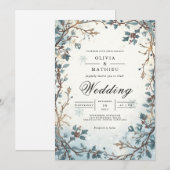 フロスティードベリーアーチの冬の結婚式 招待状 (正面/裏面)