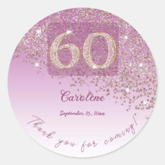 フロスティード ローズゴールド ラメ 60歳の誕生日 お礼 ラウンドシール