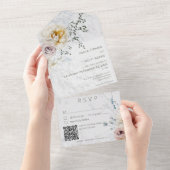 フロスティー ウィンター パステル フローラル モダン QR コード オールインワン招待状 (貼ってはがせる)