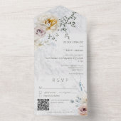 フロスティー ウィンター パステル フローラル モダン QR コード オールインワン招待状 (内側)