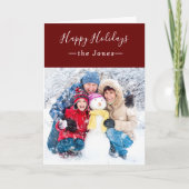 フロスティー スノー ホワイト ファミリー フォト ハッピー ホリデーズ シーズンカード (正面)