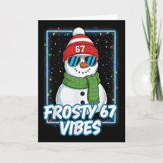 フロスティ67の雰囲気 涼しい雪だるま クリスマスTシャツ カード (正面)