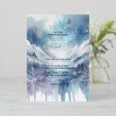 フロスティ・エレガンス モダン・ウォーターカラー アイシー・シルバー 箔招待状 (立ち正面)