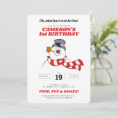 フロスティ・ザ・スノーマン™ 冬の1歳の誕生日 招待状 (スタンド正面)