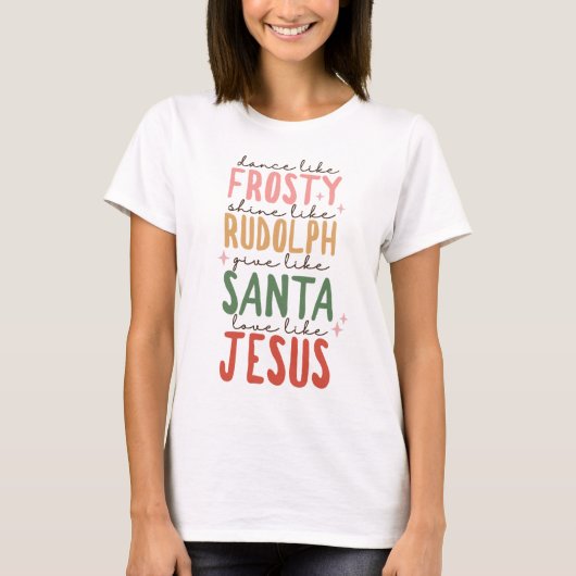 フロスティ ルドルフ サンタ ジーザス クリスマス Tシャツ (正面)