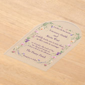 フロステッドアーチワイルドフラワーアクリル結婚式招待状 アクリル招待状 (レイダウン)