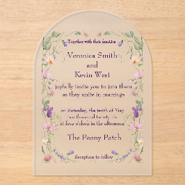 フロステッドアーチワイルドフラワーアクリル結婚式招待状 アクリル招待状