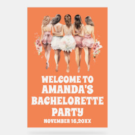 フロステッドオレンジ色のバチェロレッテウェルカムサイン アクリルサイン