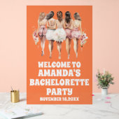 フロステッドオレンジ色のバチェロレッテウェルカムサイン アクリルサイン (ウェディング)