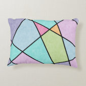フロステッドパステル抽象芸術ジオメトリックブルーピンク薄紫 アクセントクッション (裏面)