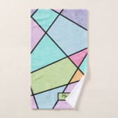 フロステッドパステル抽象芸術幾何学的ピンクブルー名 バスタオルセット (ハンドタオル)