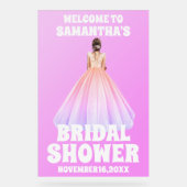 フロステッドパープルアクリルブライダルシャワーウェルカムサイン アクリルサイン (正面)