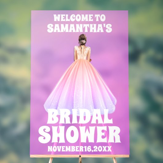 フロステッドパープルアクリルブライダルシャワーウェルカムサイン アクリルサイン (ニュートラル)