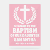 フロステッドピンクのアクリルガールバプテスマ歓迎サイン アクリルサイン (正面)