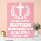 フロステッドピンクのアクリルガールバプテスマ歓迎サイン アクリルサイン (ウェディング)