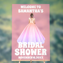 フロステッドピンクのアクリルブライダルシャワーウェルカムサイン アクリルサイン